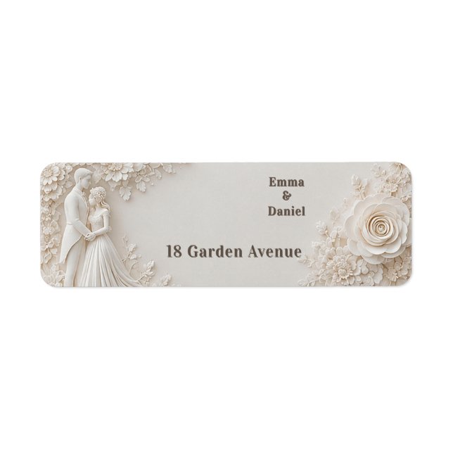 🤍 Layered Ivory Floral Wedding Frame Theme 🤍 Label (Front)