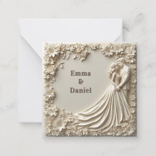 懶 Layered Ivory Floral Wedding Frame Theme 懶 Note Card