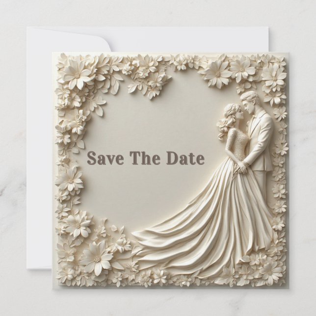🤍 Layered Ivory Floral Wedding Frame Theme 🤍 Save The Date (Front)