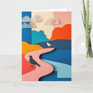 Layered Landscape Birds Card