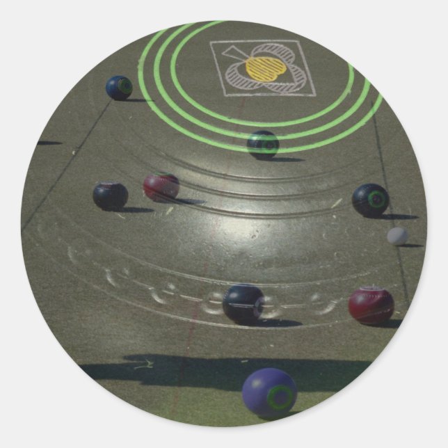 Layered Lawn Bowls Composition, Classic Round Sticker (Front)