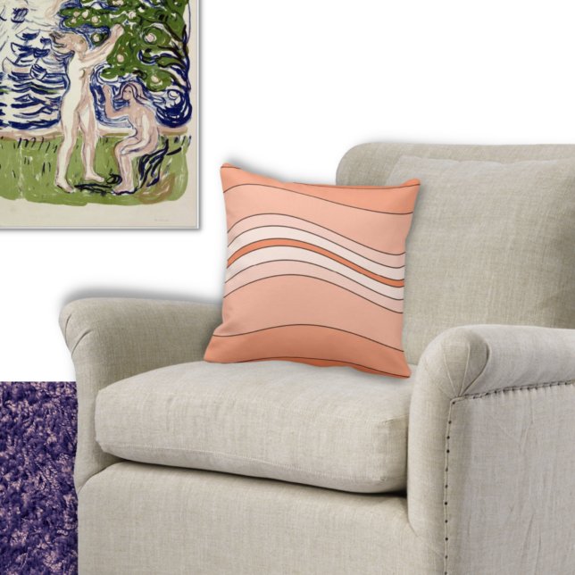 Layered Lines in Shades of Orange Throw Pillow (Creator Uploaded)