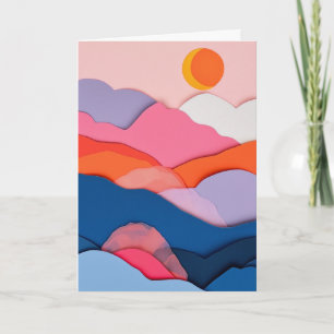 Layered Mountain Sunrise Card