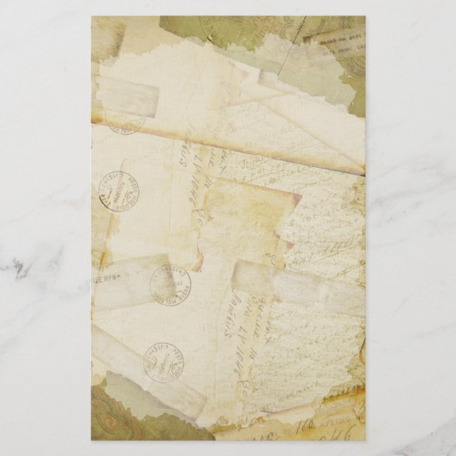 Layered Old Letters  Stationery (Front)