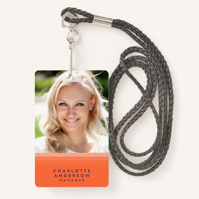 Layered Orange and Blue Photo Badge (Front with Lanyard)