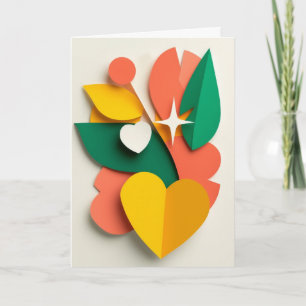 Layered Paper Cutout Floral Heart Card