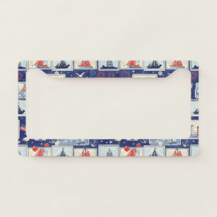 Layered Patriotic Paper Cut Tile Pattern (1) License Plate Frame
