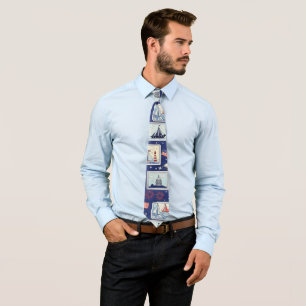 Layered Patriotic Paper Cut Tile Pattern (1) Neck Tie