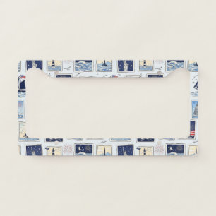 Layered Patriotic Paper Cut Tile Pattern (2) License Plate Frame