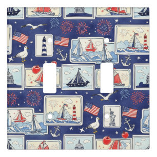 Layered Patriotic Paper Cut Tile Pattern (2) Light Switch Cover