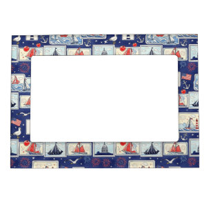 Layered Patriotic Paper Cut Tile Pattern (2) Magnetic Frame