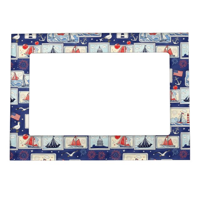 Layered Patriotic Paper Cut Tile Pattern (2) Magnetic Frame (Front)