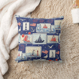 Layered Patriotic Paper Cut Tile Pattern (2) Throw Pillow