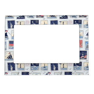 Layered Patriotic Paper Cut Tile Pattern (3) Magnetic Frame