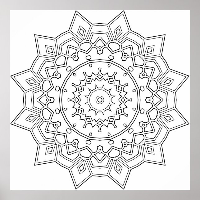 Layered Petal Star Mandala with Geometric Accents Poster (Front)