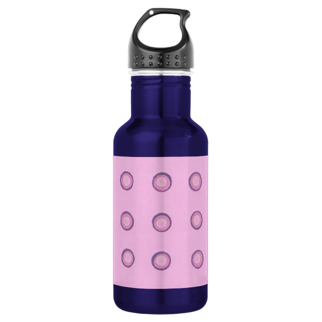 Layered Pink and Purple Polka Dots on Water Bottle (Front)