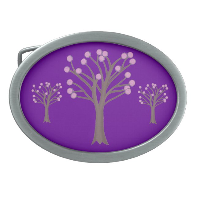 Layered Pink Polka Dots Tree Belt Buckles (Front)