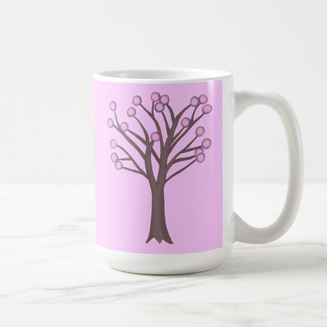 Layered Pink Purple Polka Dots Tree Mugs (Right)