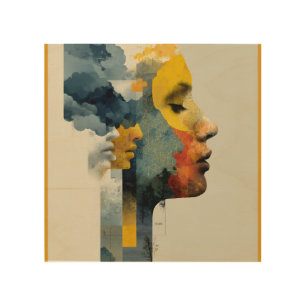 Layered Profile Mosaic Mindscape Glow Wood Wall Art