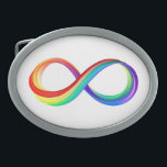 Layered Rainbow Infinity Symbol Belt Buckle<br><div class="desc">Bright symbol of infinity from plastic layers of red,  yellow,  green,  turquoise,  blue and purple saturated colors on white background.</div>