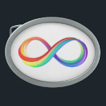 Layered Rainbow Infinity Symbol Belt Buckle<br><div class="desc">Bright symbol of infinity from plastic layers of red,  yellow,  green,  turquoise,  blue and purple saturated colors on white background.</div>