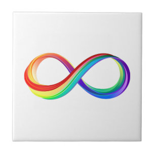 Layered Rainbow Infinity Symbol Ceramic Tile