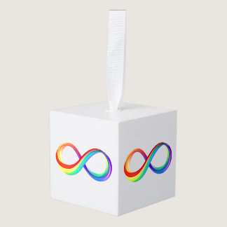 Layered Rainbow Infinity Symbol Cube Ornament