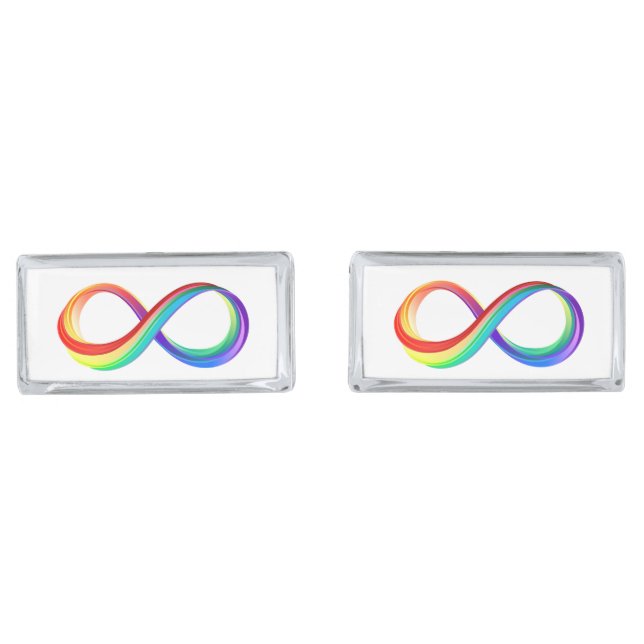 Layered Rainbow Infinity Symbol Cufflinks (Front)