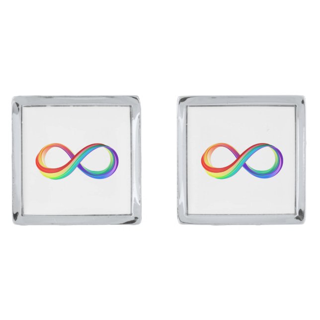 Layered Rainbow Infinity Symbol Cufflinks (Front)