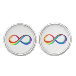 Layered Rainbow Infinity Symbol Cufflinks