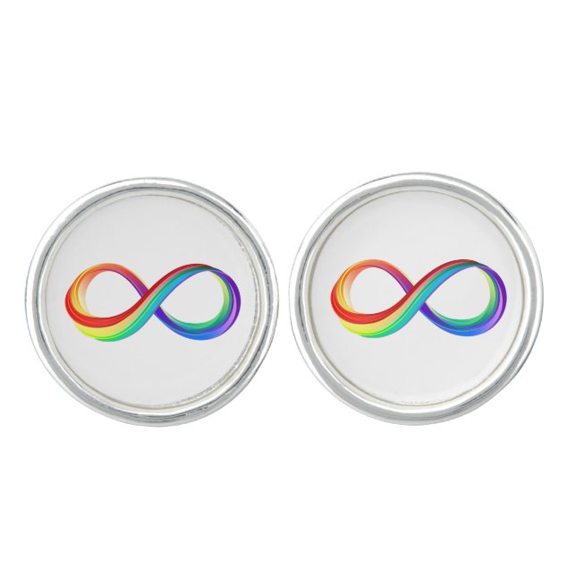 Layered Rainbow Infinity Symbol Cufflinks (Front)