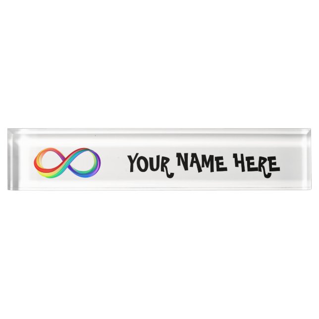 Layered Rainbow Infinity Symbol Desk Name Plate (Front)