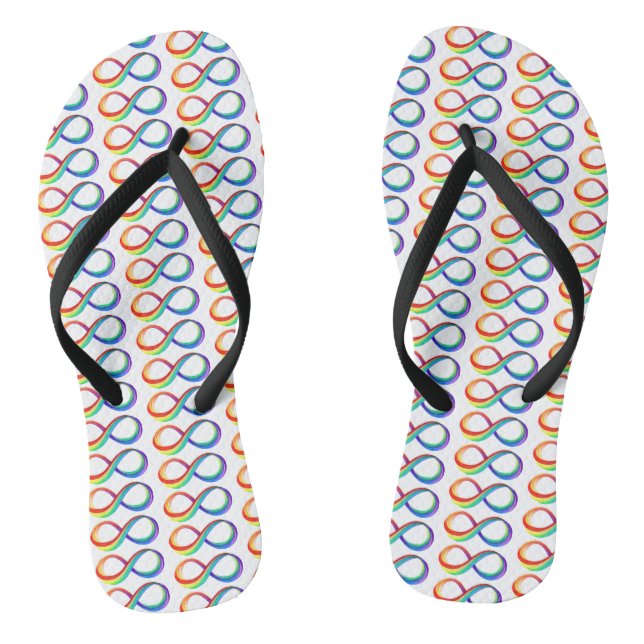 Layered Rainbow Infinity Symbol Flip Flops (Footbed)
