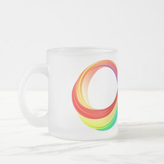 Layered Rainbow Infinity Symbol Frosted Glass Coffee Mug (Left)