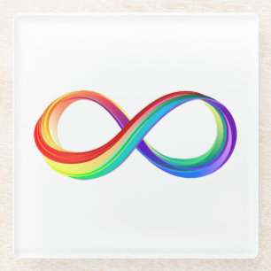 Layered Rainbow Infinity Symbol Glass Coaster