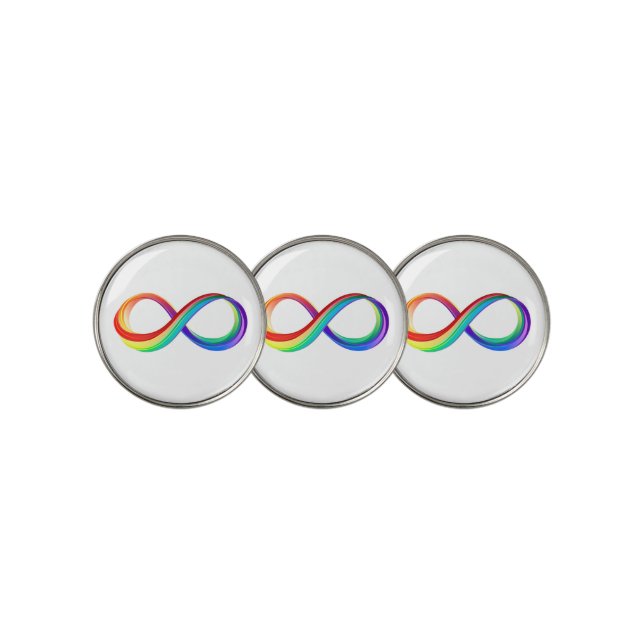 Layered Rainbow Infinity Symbol Golf Ball Marker (3 Up)
