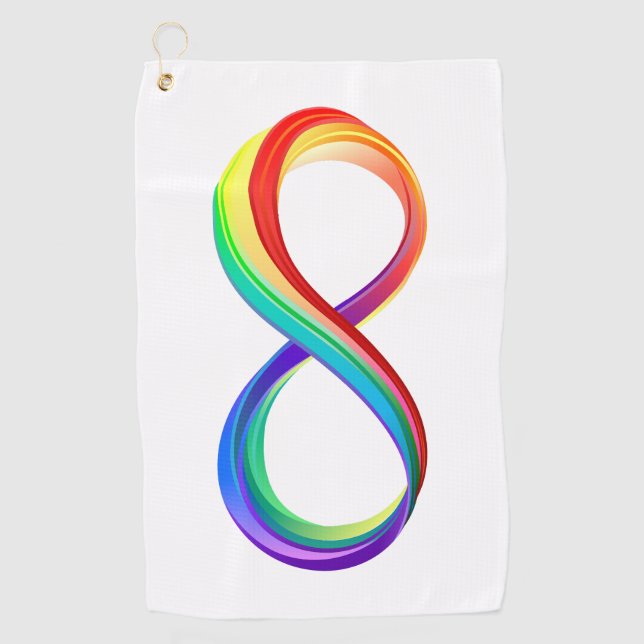 Layered Rainbow Infinity Symbol Golf Towel (Front)