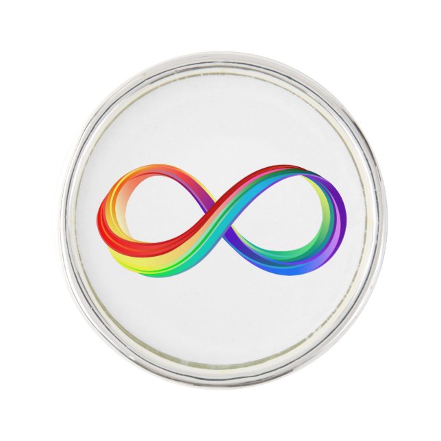 Layered Rainbow Infinity Symbol Lapel Pin (Front)