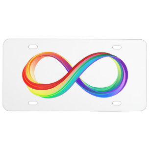 Layered Rainbow Infinity Symbol License Plate
