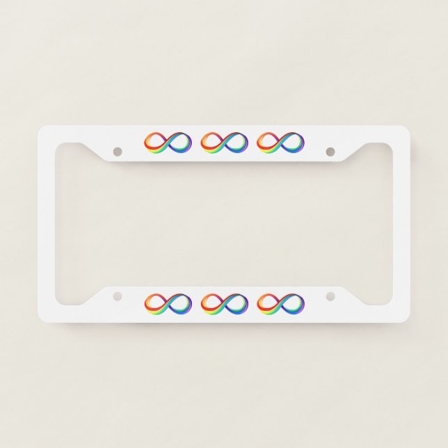 Layered Rainbow Infinity Symbol License Plate Frame (Front)