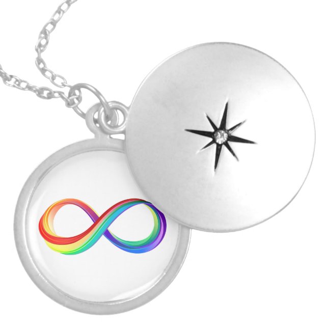 Layered Rainbow Infinity Symbol Locket Necklace (Front)