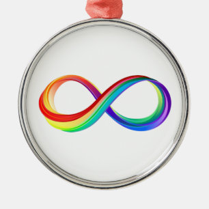 Layered Rainbow Infinity Symbol Metal Ornament