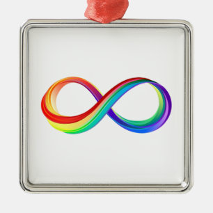 Layered Rainbow Infinity Symbol Metal Ornament