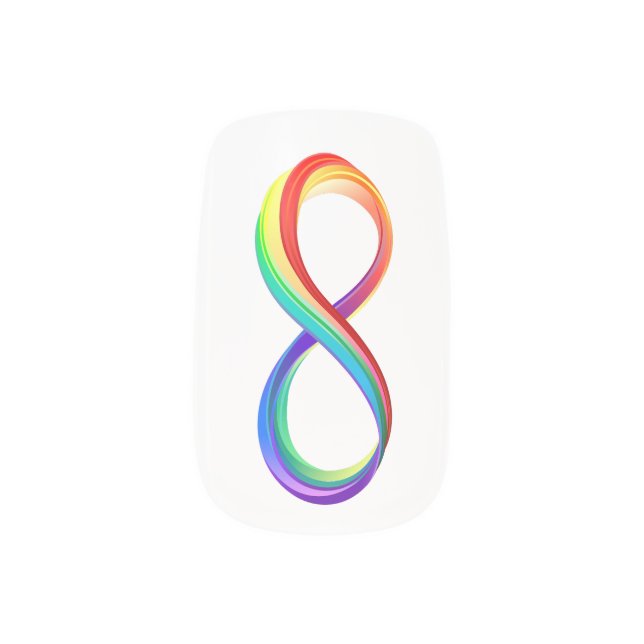 Layered Rainbow Infinity Symbol Minx Nail Art (Left Thumb)