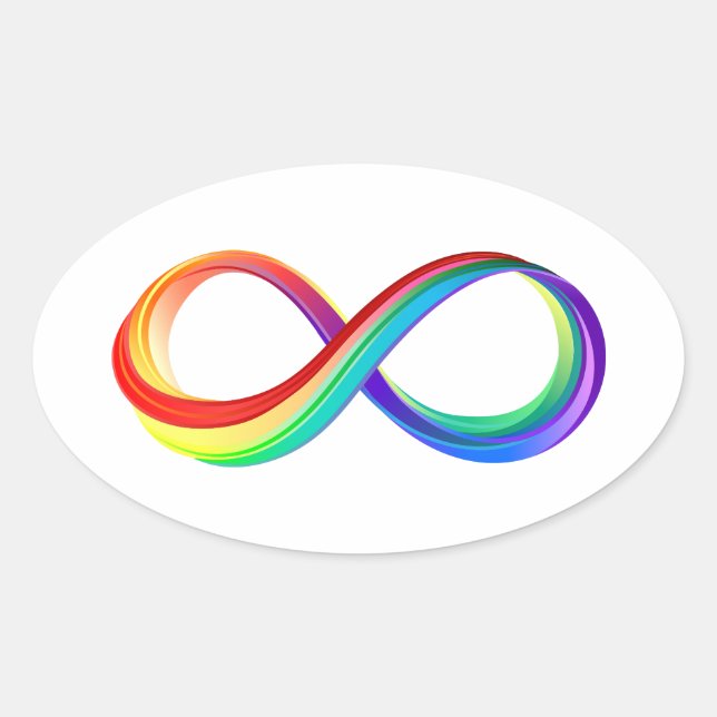 Layered Rainbow Infinity Symbol Oval Sticker (Front)
