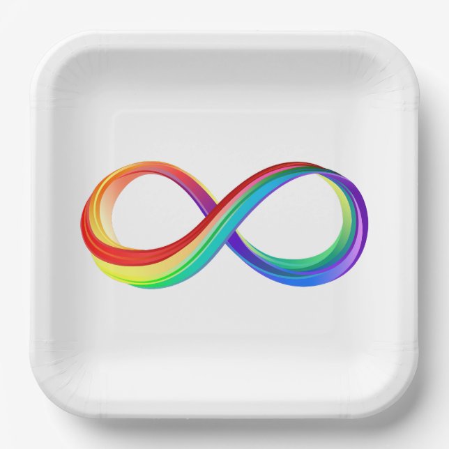 Layered Rainbow Infinity Symbol Paper Plates (Front)