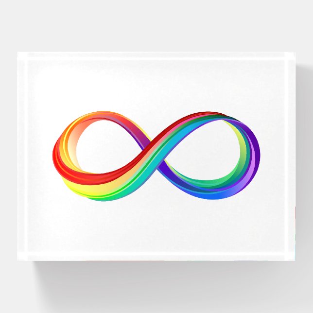 Layered Rainbow Infinity Symbol Paperweight (Front)