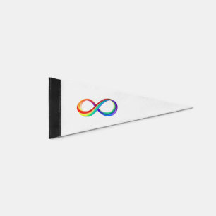 Layered Rainbow Infinity Symbol Pennant Flag