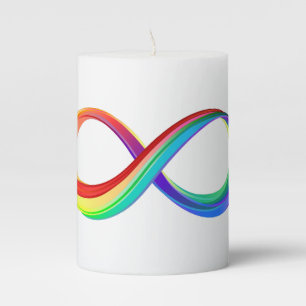 Layered Rainbow Infinity Symbol Pillar Candle