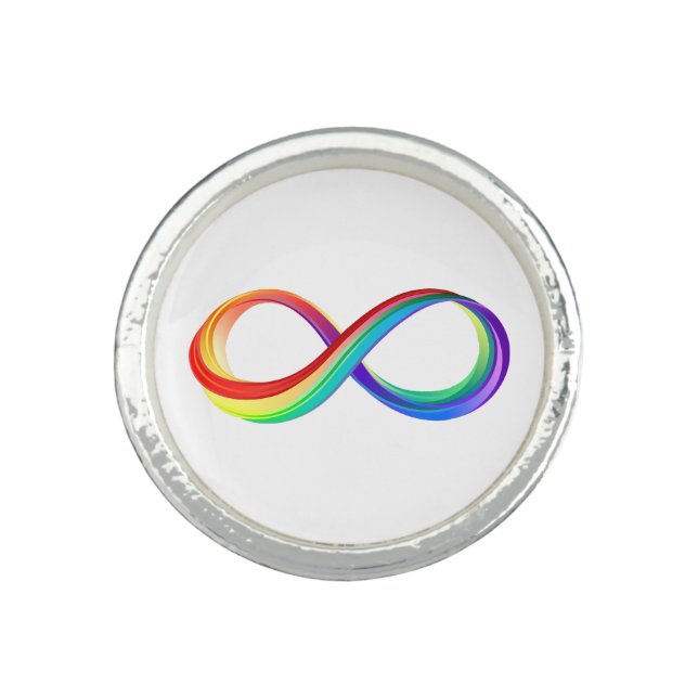 Layered Rainbow Infinity Symbol Ring (Front)